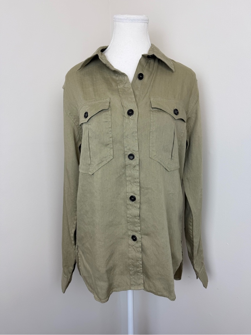 Isabel Marant Etoile Linen Blend Button Down Shirt Green Size 40 (Large)